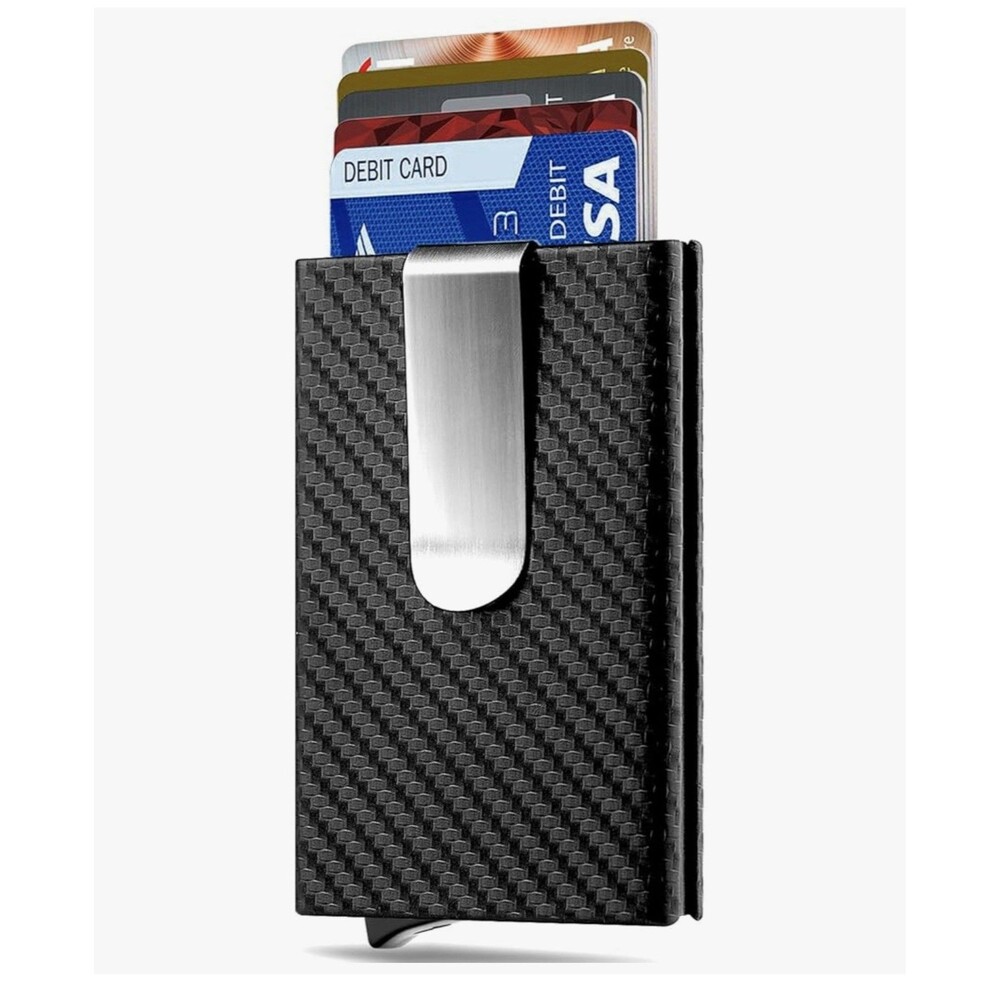 Slim Metal Wallet for Men – Minimalist RFID-Blocking Pop-Up Card Holder